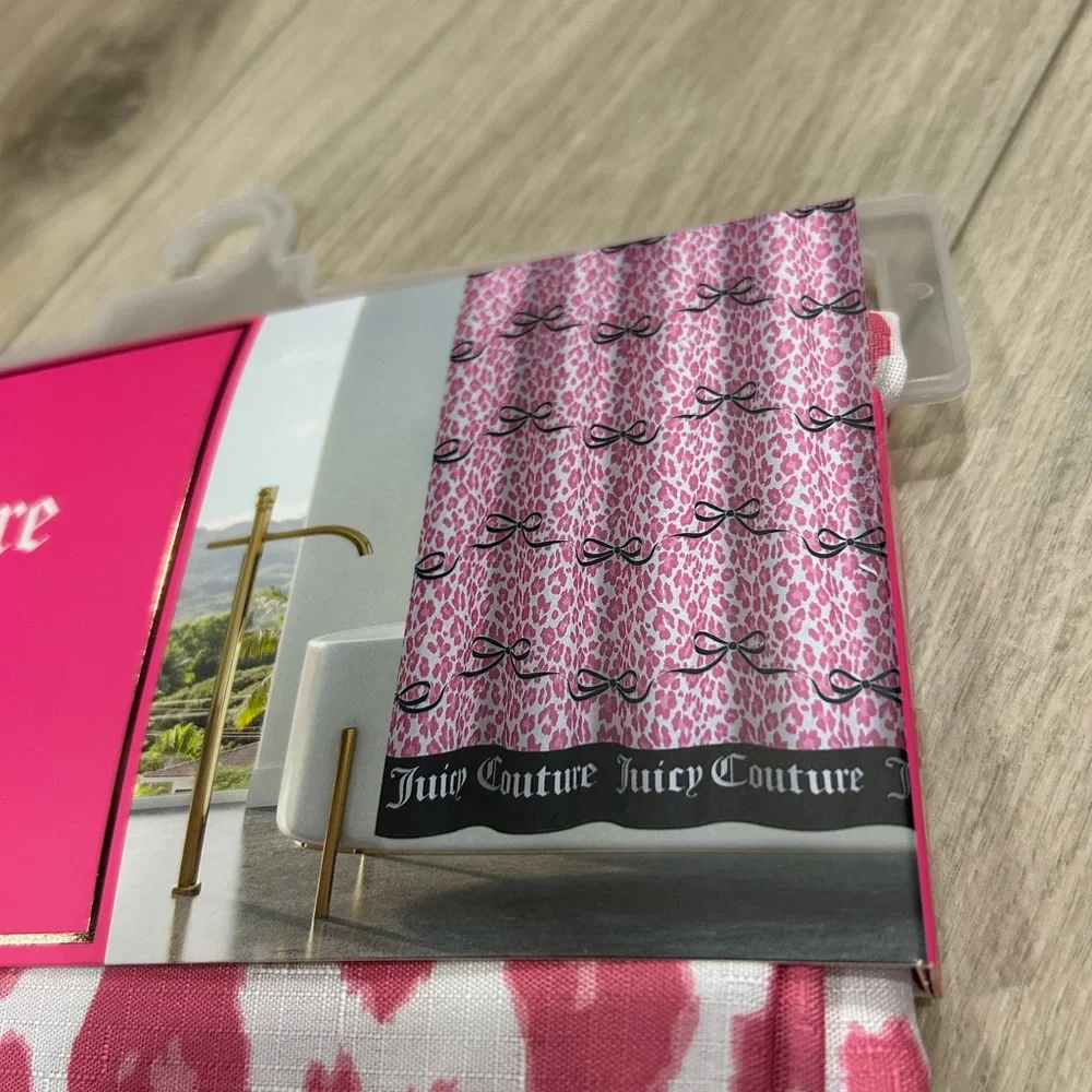 Juicy Couture Pink and White Bow Shower Curtain
